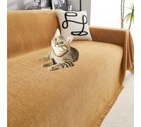 ZJEQZH Sofa Throws Large, Herringbone Sofa Throw, Autumn Blanket, Extra Large Throws for Settees, with Decorative Fringe, for Settees Couch and Armchairs(Light brown,180cm x 380cm)