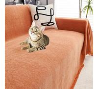 ZJEQZH Sofa Throws Large, Herringbone Sofa Throw, Autumn Blanket, Extra Large Throws for Settees, with Decorative Fringe, for Settees Couch and Armchairs(Orange,180cm x 420cm)