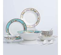 ZJFHEYUO 18 Piece Bone China Dinnerware Set for 4 People, Handmade Flower Ceramics Dinner Sets, Plates and Bowls Sets for 4, Gift for Porcelain Tableware Set, Oven Microwave &,