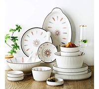 ZJFHEYUO 38 Pcs Dinnerware Sets, Chinese Style Porcelain Tableware Set with Plates and Bowls, White Ceramic Dinner Set for Home Kitchen and Dinning