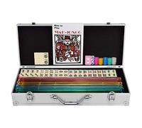 ZJFHEYUO Chess Small 144 Pcs Mahjong Dice Melamine Portable Aluminum Box Travel Multiplayer Board Game Entertainment Casual Party Activities Cultivate interest and develop intelligence
