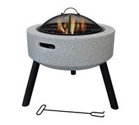 ZJFHEYUO Fire Pit with Grill Shelf,Fire Pit Bowl with Triangle Bracket Magnesium Oxide Material Outdoor Garden Fire Pit with Mesh Cover for Outdoor,Garden,Barbecue,Camping