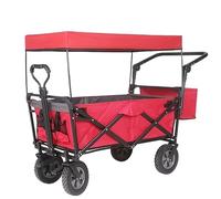 ZJFHEYUO Folding Garden Cart with Wheels, Metal and Canopy, Portable Transport Trolley for Camping and Outdoor Use - Ideal for Gardening and Outdoor Activities