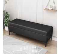 ZJFHEYUO Gray leather ottoman with storage space, extra large storage space at the end of the bed with lid, sofa bench ottoman bench seat, guest Living room footstool, shoe cabinet bench