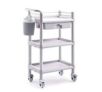 ZJFHEYUO Hand Trucks Kitchen Storage Trolley 3-Shelf Storage Service Cart 丨Salon Spa Rolling Trolley 丨Abs Mobile Cart with Drawer