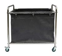 ZJFHEYUO Laundry TrolleyServing Cart, Cart, Tool Cart, Trolleys with Wheels,Laundry Cart with Stainless Steel Frame Removable Bag, 4 Caster and Handle, Easy to Install,Gray
