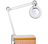 ZJFHEYUO Magnifier, 5X Magnifying Glass Lamp - Daylight Bright Lighted Lens - Magnifying Desk Lamp Rotate Magnifier Swing Arm Desktop Tabletop Lamp, for Table, Task, Craft, Jewelry,Sewing,Workbench