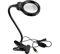 ZJFHEYUO Magnifying Glasses for Hobbies, 3X Daylight LED Magnifying Lamp with Metal Clamp, Illuminated Optical Glass Magnifier Lens, Rechargeable Double The Comfort