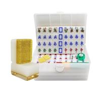 ZJFHEYUO MahJong Set 144 Tiles Travel Mahjong Set MahJong Table Majiang Board Chess Set Game Chinese Style Chinese Mahjong