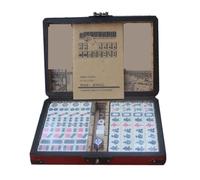 ZJFHEYUO MahJong Set Small MahJong Tile Set Chinese Mahjong Game Set 144 Numbered Melamine Tiles With Wood Box Chinese Mahjong