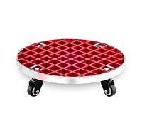 ZJFHEYUO Metal Plant Caddy with Wheels for Indoor Flower Pot Rack Planter Trolley with 360° Rotatingers Rolling Tray/Red/43Cm,Red-36Cm