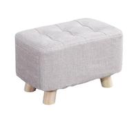 ZJFHEYUO Mid Century Small Purple Fabric Ottoman Foot Stool with Side Storage Pockets and Wooden Legs for Living Room, Bedroom 40x25x27cm