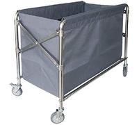 ZJFHEYUO Movable Hand Trucks Household Serving Cart Laundry Sorter Cart Grey Folding with Rolling Wheels,Hotel Laundry Hamper Trolley with Bags/Grey/87X52X78Cm