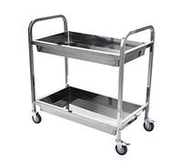ZJFHEYUO Movable Trolleys2-Tier Dining Collecting Bowls Car Wine Service and Utility Trolley Stainless Steel Restaurant Hotel Tool Car Treatment Laboratory Equipment