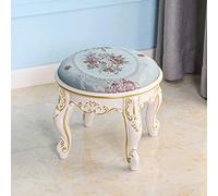 ZJFHEYUO Ottomans Foot Stool Cowhide Footstool Round Foot Stools Shoe Change Stool Footstool Ottomans for The Bedroom Ottomans for Living Room, Beige yellow-32x32cm