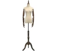 ZJFHEYUO Professional Female Mannequin Torso Body Dress Form with Tripod Stand and Wooden Arms for Clothing Dress Jewelry Display