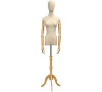 ZJFHEYUO Professional Female Mannequin Torso Body Dress Form with Tripod Stand and Wooden Arms for Clothing Dress Jewelry Display