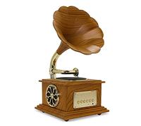 ZJFHEYUO Record players Retro,Retro Phonograph Look Wooden Turntable 3 Speed Record Player & CD To MP3 Converter With Stereo Speak