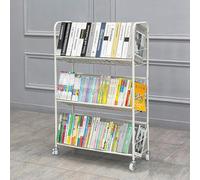 ZJFHEYUO Rolling Book Cart, Moveable Bookshelf Organizer, Metal Shelving Book Carts with Wheels, Multifunctional Storage Trolley Bookcases for Office, Classroom, Library,3 floor,3floor