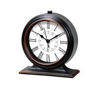 ZJFHEYUO Table Desk Clock Pendulum Clock Quartz Living Room Desk Clock Retro Home Desk Decoration Clock, Black/white/brown Desk Clocks
