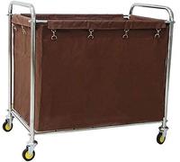 ZJFHEYUO Trolleys,Linen Cart With Handle, Club Lobby Room Service Rolling Trolley With Removable Cover, Medical Cart Hotel Laundry Sorter Cart On Wheels,wn