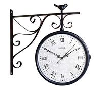 ZJFHEYUO Vintage Double Sided Wall Clock Iron Metal Silent Quiet Grand Central Station Wall Clock Art Clock Decorative Double Faced Wall Clock 360 Degree Rotate Antique Wall Clock