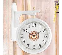ZJFHEYUO Vintage Double Sided Wall Clock Iron Metal Silent Quiet Grand Central Station Wall Clock Art Clock Decorative Double Faced Wall Clock 360 Degree Rotate