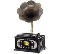 ZJFHEYUO Vintage Retro Classic Gramophone Vinyl Record Player Phonograph Shape Stereo Speaker Sound System Music Box with 3.5Mm Audio Bluetooth-B recorder