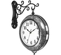 ZJFHEYUO Wall Clock Wall Clock Vintage Classic Pattern Black Double Sided Wall Clock 360 Degree Rotate Wall-Mounted Hanging Décor for Living Rooms Dinning Room Silent Wall Clock
