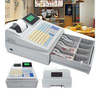 ZJFJMBD Cash Register 81 Keys, Electronic Cash Register Till for Small Business, 8 Digital LED Commercial Cash Register with Drawer, Retail/Restaurant Use