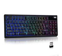 ZJFKSDYX Rechargeable RGB Wireless Gaming Keyboard 2.4G Wireless Connection Full Key Conflict-Free Waterproof Quiet Long Standby (Black)