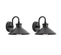 ZJHAHJY 2 Packs 9.4in Barn Gooseneck Wall Sconces, IP65 Waterproof Black Lamps Outdoor, E26 Exterior Farmhouse Porch Lights for Home Garden Garage Courtyard Patio
