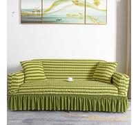 ZJHAHJY 3-Seater Sofa Cover with Skirt Country Style High Stretch Durable Suitable for All Seasons Bubble Modern Furniture Protective Cover，Two-colourEmerald Green