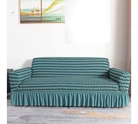 ZJHAHJY 4-Seater Sofa Cover with Skirt Country Style High Stretch Durable Suitable for All Seasons Bubble Modern Furniture Protective Cover，Two-colourBlue Grey