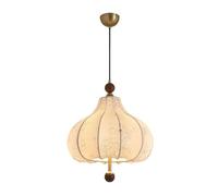 ZJHAHJY 9.8" Retro French Chandelier Mid Century White Lantern Fabric Ceiling Hanging Lamp with Floral Pattern, Creative Interior Decor Pendant Lighting Fixture for Kitchen Island Dining Room Bedroom
