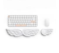 ZJHAHJY Angel Wings Keyboard and Mouse Wrist Rest, Soft Leather Ergonomic Memory Foam Wrist Support, for Computer and Laptop Home Office Gaming white