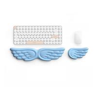 ZJHAHJY Angel Wings Keyboard and Mouse Wrist Rest, Soft Leather Ergonomic Memory Foam Wrist Support, for Computer and Laptop Home Office Gaming blue