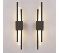 ZJHAHJY Black LED Linear Long Light Sconces Wall Decor Set of 2 Indoor Strip Hallway ing Gold Nordic Modern Bedroom Wall Mount Lamp for Bedside Living Room Bathroom(Black) (Black)