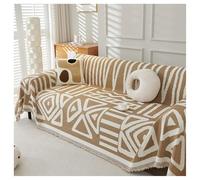 ZJHAHJY Boho Couch Cover, Chenille Sofa Sectional Covers, Jacquard Loveseat Futon Cover, Couch Cover Blanket with Tassel, Non-Slip Furniture Protector (Coffee,180x340cm/71x134in)