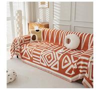 ZJHAHJY Boho Couch Cover, Chenille Sofa Sectional Covers, Jacquard Loveseat Futon Cover, Couch Cover Blanket with Tassel, Non-Slip Furniture Protector (Orange,180x380cm/71x150in)