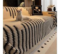 ZJHAHJY Boho Couch Cover, Cushion Chenille Covers Washable, Non-Slip Furniture Protector Cover, Sofa Slipcover for Dog Cat, Cushion Covers, Furniture Covers for Pets (Beige,180x340cm/71x134in)