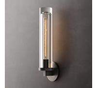 ZJHAHJY Brass Sconce, Vintage Bathroom & Indoor Wall Lighting with Clear Crystal Glass Shade, Industrial Antique Hardwired Fixture for Living Room & Bedroom