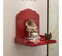 ZJHAHJY Buddha Altar Shelf, Wall Hanging Wooden Offering Table, Feng Shui Pagoda Shelf for Home Decor & Buddhist Display(Small, Red)
