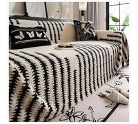 ZJHAHJY Chenille Couch Sofa Cover, Washable Couch Cover Blanket for Dogs & Pets - Oversized Sectional Sofa Slipcovers, Furniture Protector for Living Room (Black,180x340cm/71x134in)