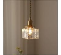 ZJHAHJY Clear Color Glass Lighting Fixtures, Classic Brass Shape Scandinavian Head Hanging Light Fixtures E27 Adjustable Height Bedroom Pendant Kitchen Island Study