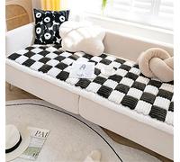 ZJHAHJY Cream-Coloured Large Plaid Pet Mat Bed, Funny Fuzzy Couch Cover, Garden Chic Cotton Sofa Protector, Non-Slip Furniture Cover for Pets (Black,50x50cm/20x20in)