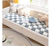 ZJHAHJY Cream-Coloured Large Plaid Pet Mat Bed, Funny Fuzzy Couch Cover, Garden Chic Cotton Sofa Protector, Non-Slip Furniture Cover for Pets (Mist Blue,70x150cm/28x59in)