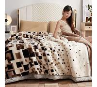 ZJHAHJY Korean Mink Blanket,Heavy Warm Fleece Blankets for Winter, 2 Ply Printed Super Soft Plush Raschel Blanket for Bed Sofa(150x200cm(59x79inch), A)