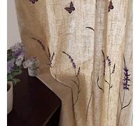ZJHAHJY Linen Embroidered Blackout Curtains,1 Piece Lavender Embroidery Curtain Panels,Window Treatment Drapes for Bedroom Window Panels A 175x180cm(69x71inch)