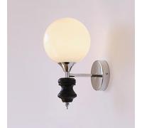 ZJHAHJY Mid Century Modern Sconce, Brushed Nickel Vanity Wall Lamp with White Globe Glass Lampshade, Vintage Hardwired Indoor Wall Light for Kitchen Living Room Bedroom Hallway